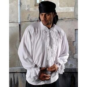 THE PIRATE DRESSING Roberto‎ Confresi Ivory Shirt S/M Detachable Lace Frill